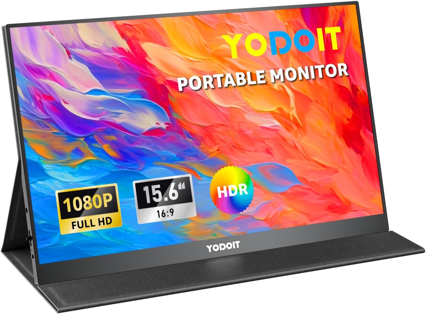 Yodoit Portable Monitor 15,6 Zoll 1920 x 1080 FHD Tragbarer Monitor IPS-Display mit USB Typ C Eingebaute Lautsprecher Eye Care Bildschirm für PC, Laptop, Xbox, PS 3/4/5, Switch und TV