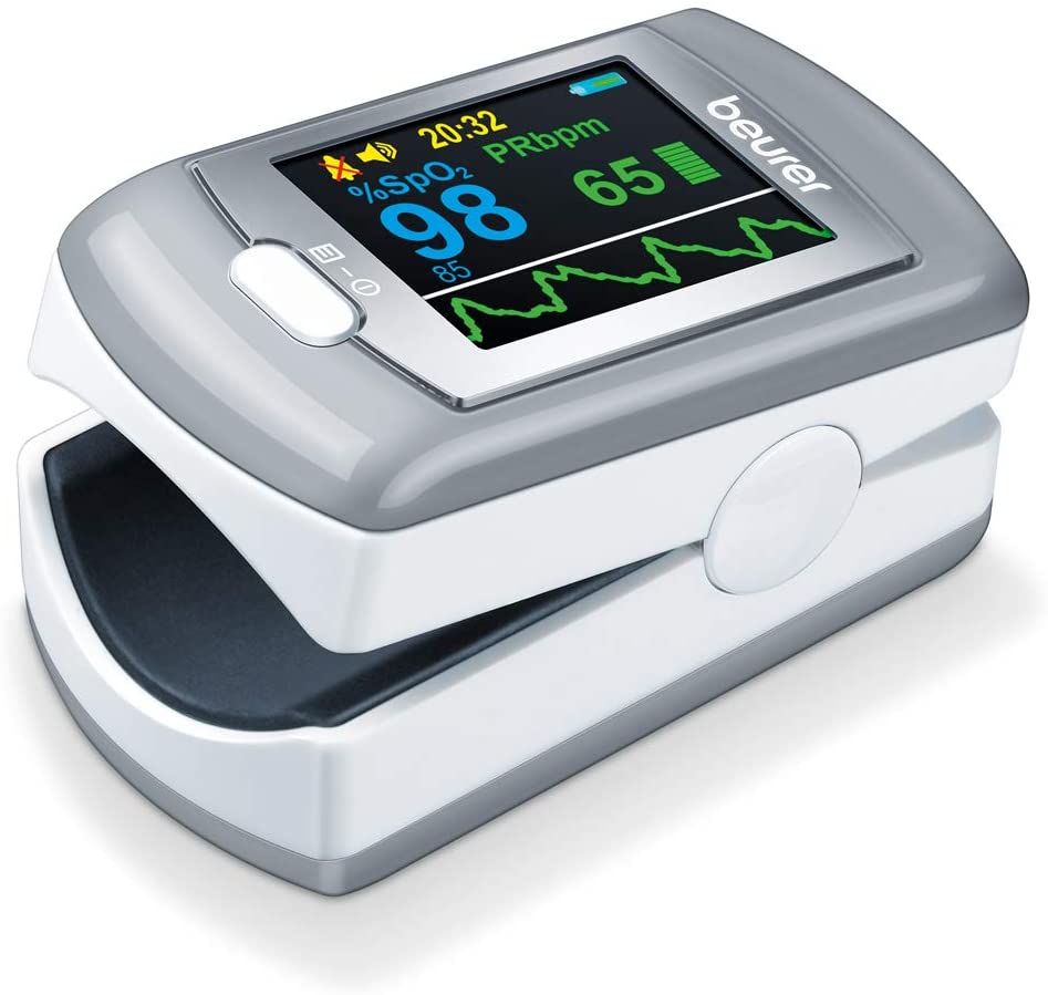 Beurer PO 80 pulse oximeter, measurement of oxygen saturation (SpO2) and heart rate (pulse), 24h continuous recording, software beurer SpO2 Assistant, alarm function