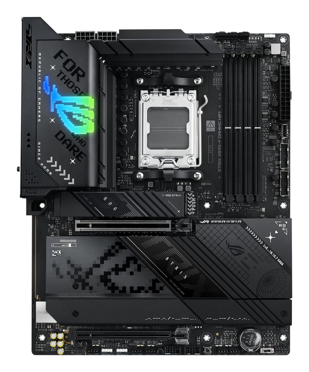 ASUS ROG STRIX X870-F GAMING WIFI Mainboard, AMD X870, Sockel AM5, ATX, DDR5, Wi‑Fi 7 & Bluetooth 5.4, 2.5Gb LAN, 2x USB4, 4x M.2, 7.1 Surround