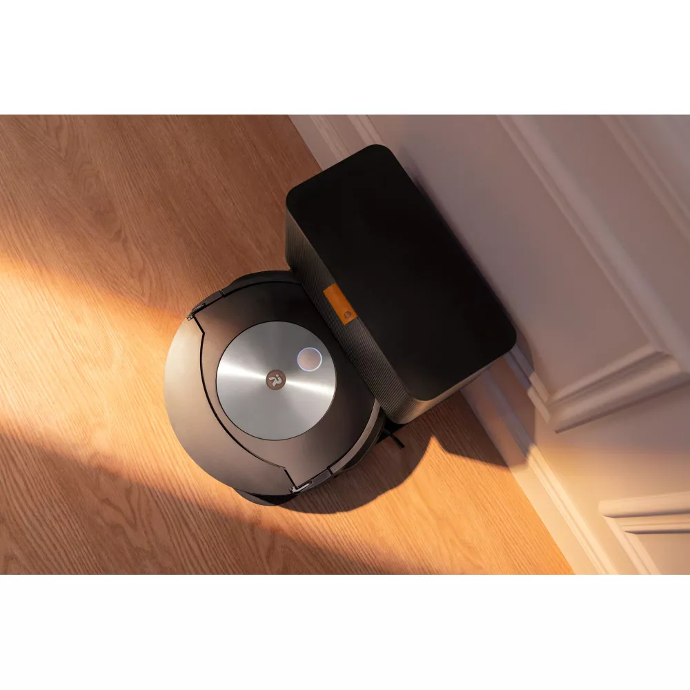 iRobot Roomba Combo j7 Roboter-Staubsauger mit Wischfunktion, Beutellos, vSLAM-Navigation, WLAN, Li-Ion Akku, Schwarz/Edelstahl