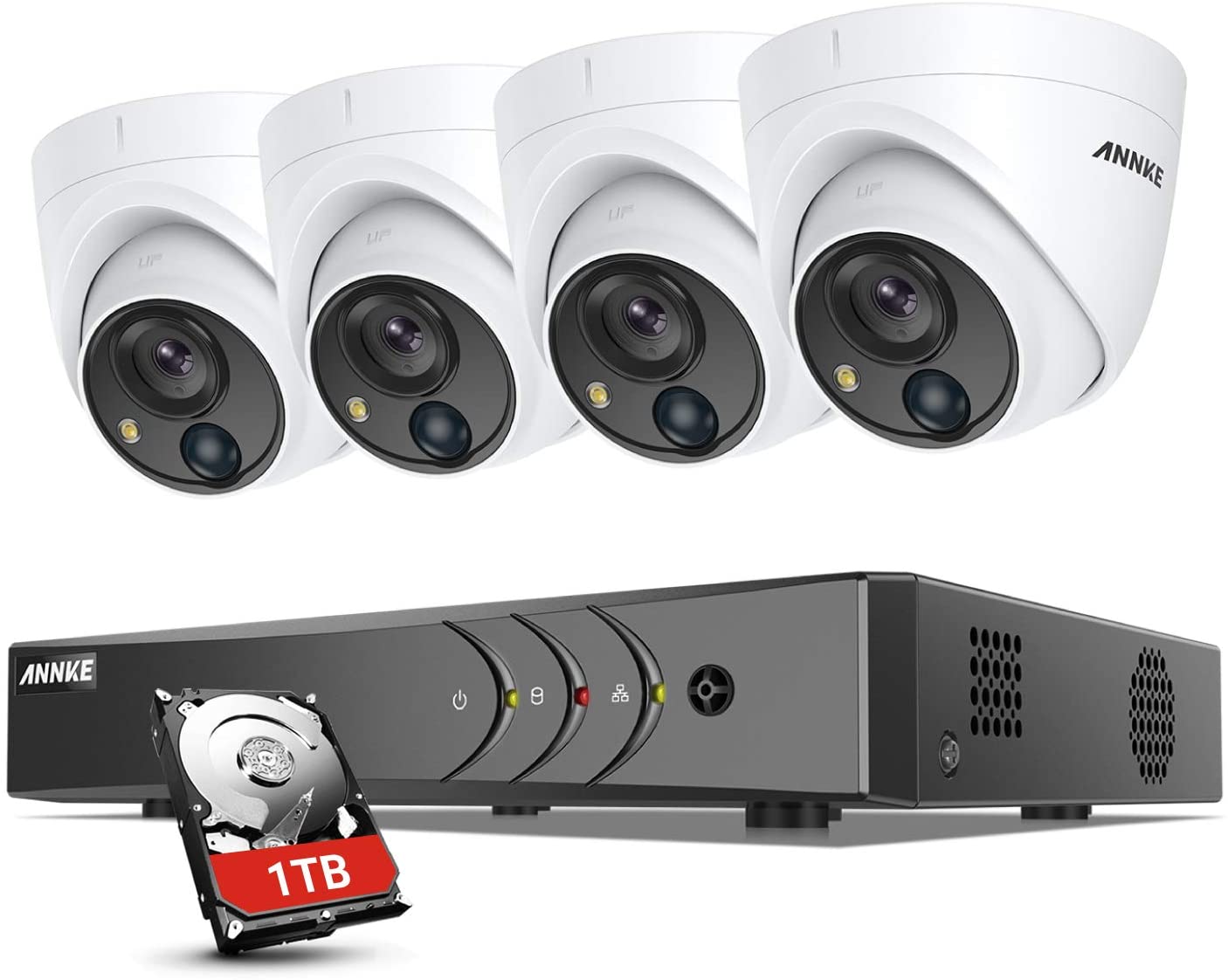 ANNKE S500 5MP Super HD 8 Channel Surveillance Camera Set, 5MP Video Surveillance System with 4x 5MP IP67 PIR Dome Cameras, 8CH H, 265 Pro+ DVR Recorder with 1TB HDD