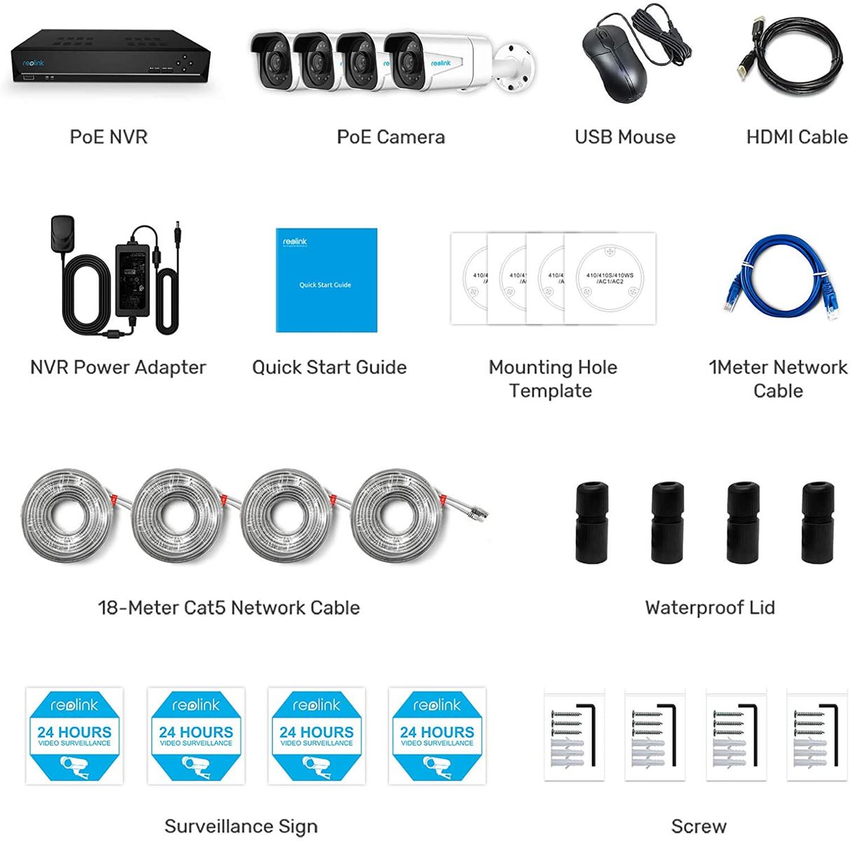 Reolink 4K ultra HD, 8-channel PoE surveillance camera set, 8MP video surveillance system with 4X 8MP IP cameras, 8CH NVR recorder with 2TB HDD for outdoor and indoor use, home security