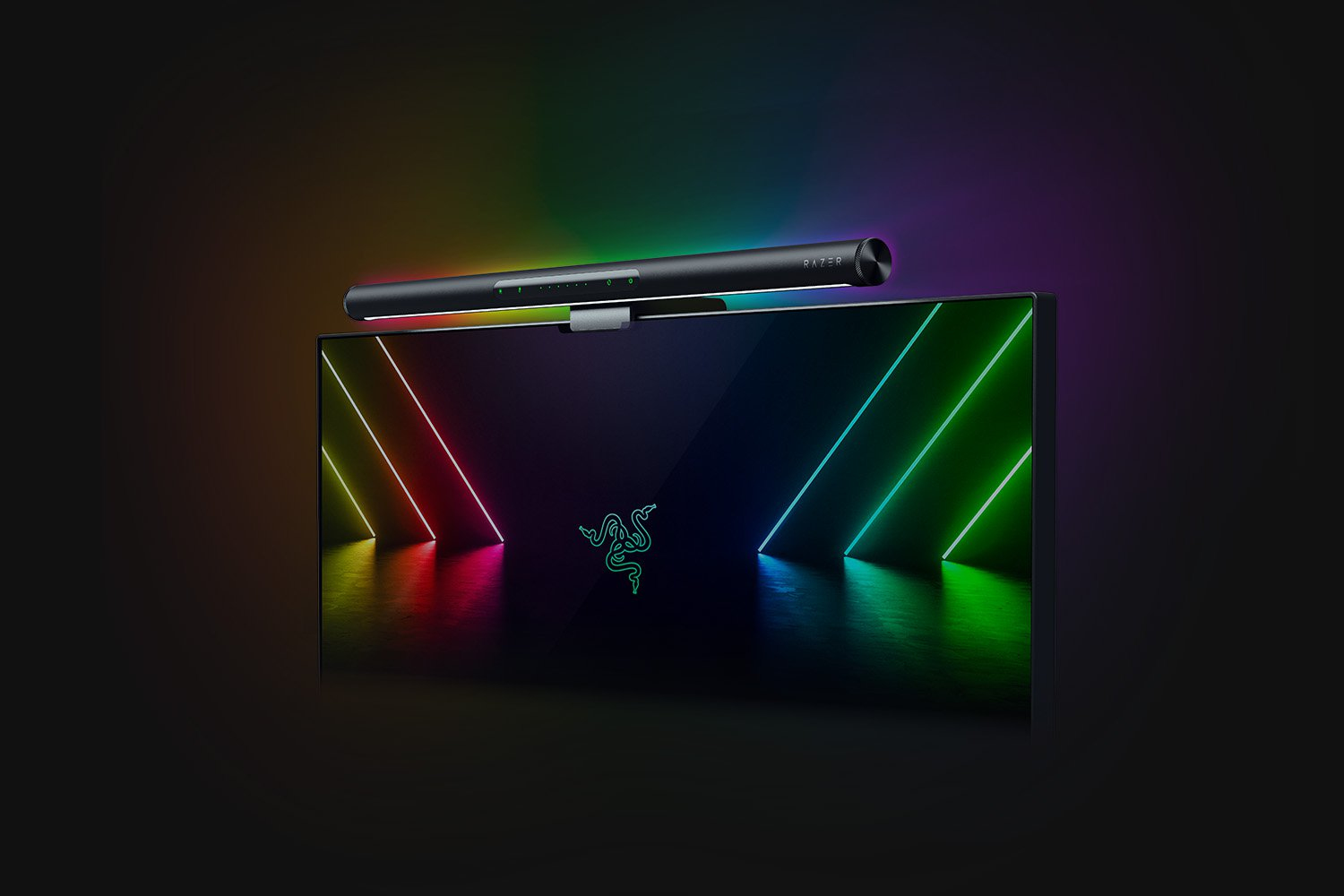 Razer Aether Monitor Light Bar - Computer Monitor Lampe mit Gaming RGB Beleuchtung (Light Bar mit Touch Control, USB Bildschirmlampe mit einstellbarer Farbtemperatur und Helligkeit) Schwarz