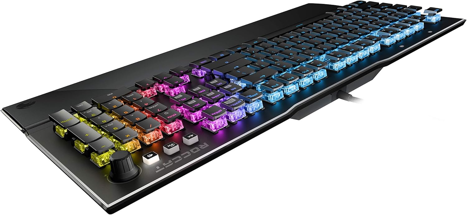ROCCAT Vulcan 121 Mechanische PC-Taktile Gaming-Tastatur, Titan-Schalter, AIMO RGB-Hintergrundbeleuchtung pro Taste, eloxierte Aluminium-Oberplatte und abnehmbare Handflu00e4che/Handgelenkauflage, schwarz - (DEU Layout - QWERTZ)