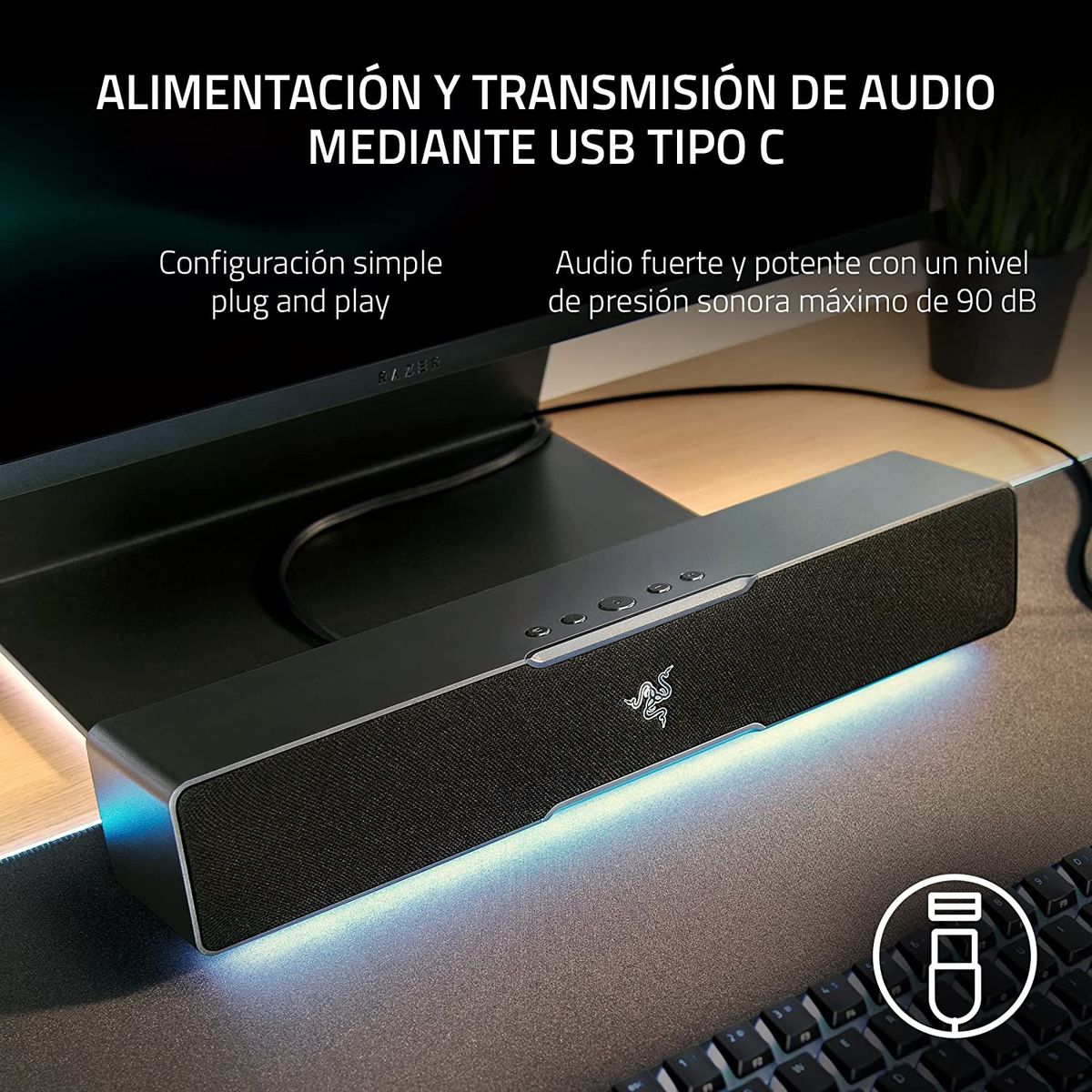 Razer Leviathan V2 X Gaming Soundbar 5.1 Surround-Sound BT USB-C Chroma RGB for PC Black