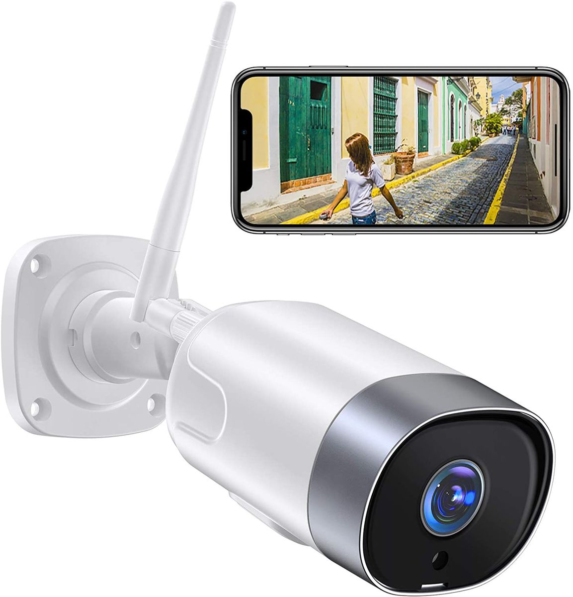SuperEye Wi-Fi IP Camera Outdoor for Surveillance IP66 Waterproof Night Vision 1080p Two Way Audio Motion Detection Alexa Support