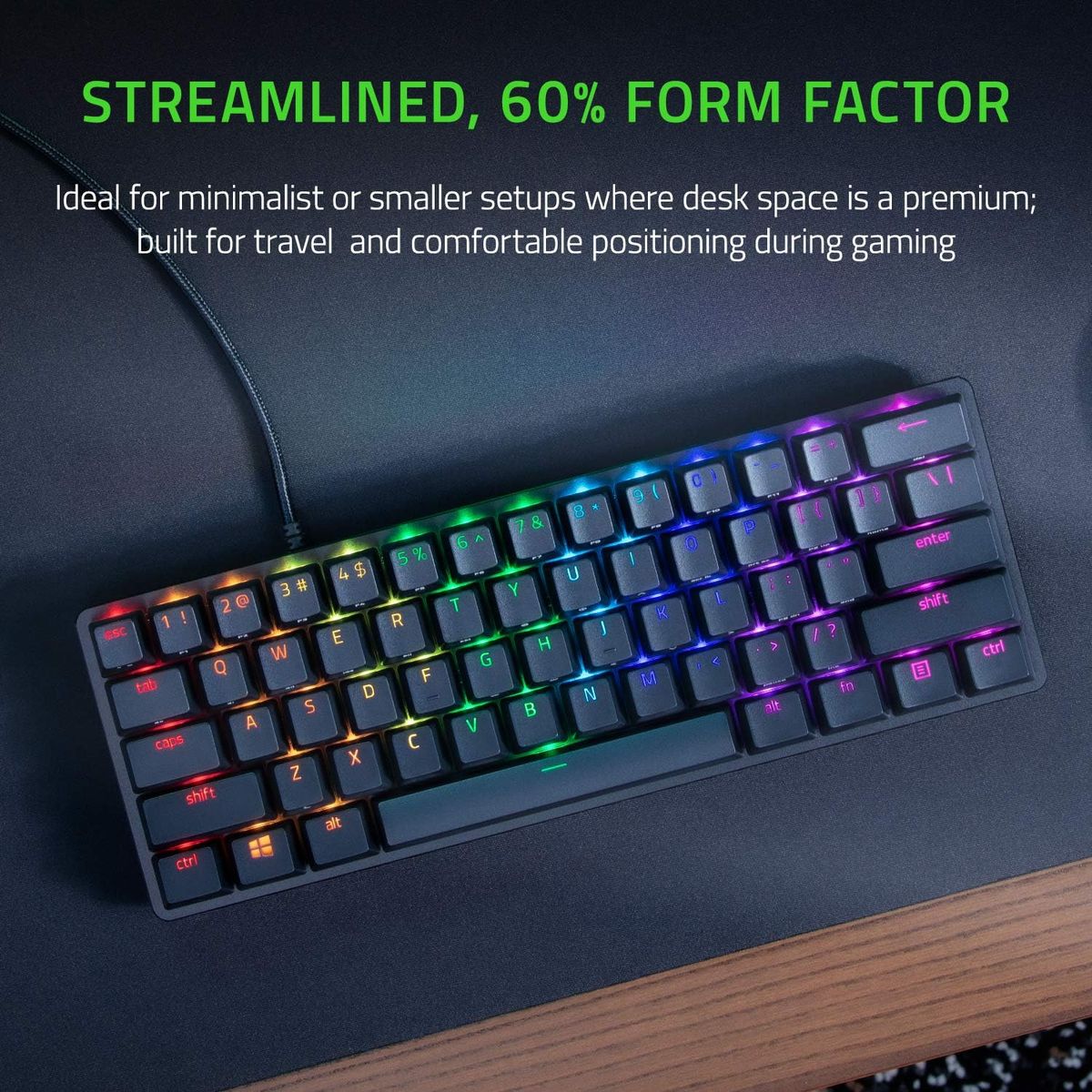 Razer Huntsman Mini - 60% optische Gaming-Tastatur (Linear Red Switch) - NORDIC Layout - QWERTY
