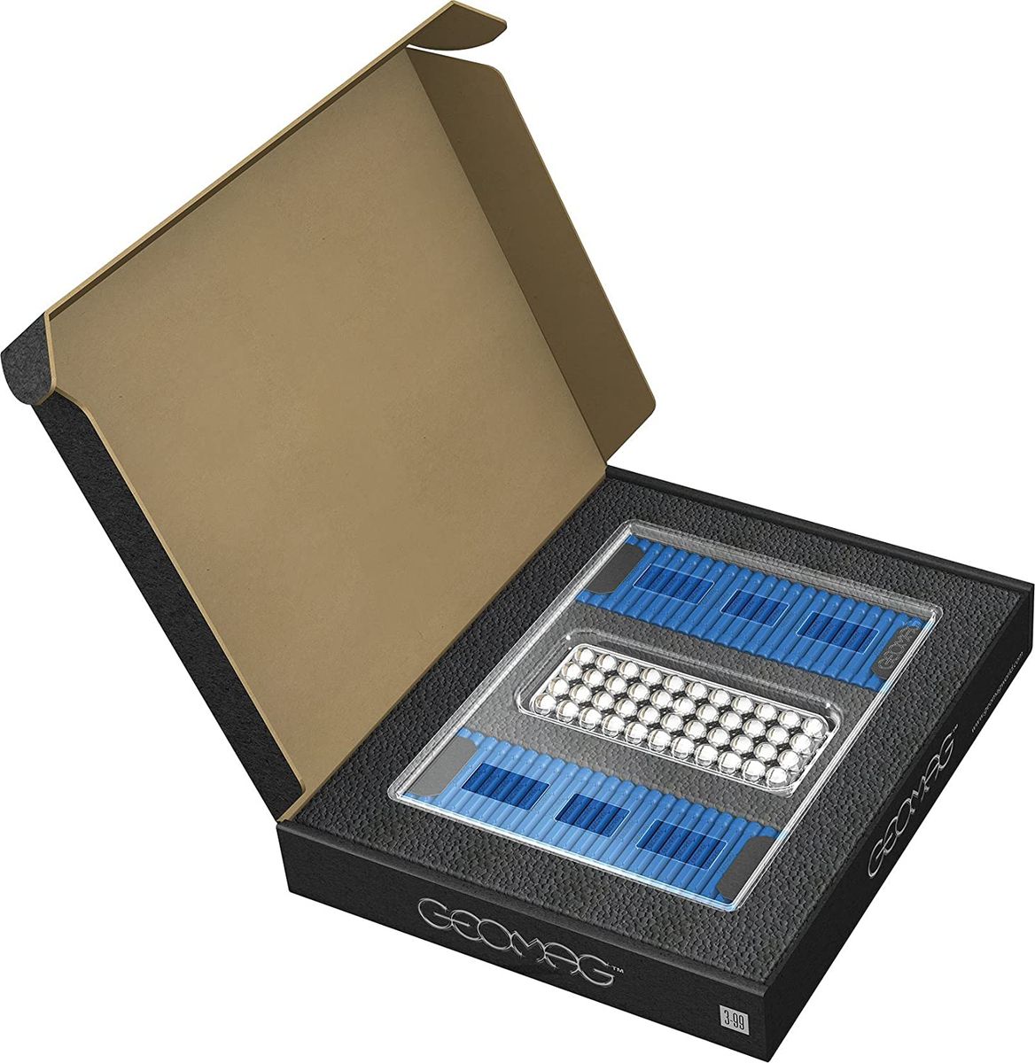 Geomag Masterbox Large 144 und 104 Kugeln - Magnetische Stäbe Spielzeug - Blau - 248-teilige Box