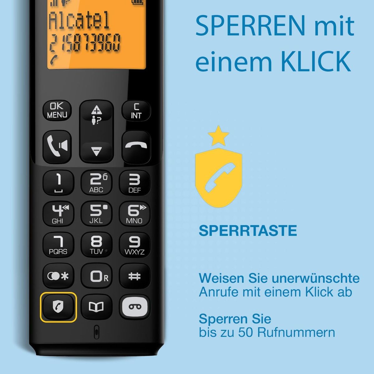 ALCATEL E260 S. Voice Duo – Schnurloses DECT-Telefon mit Anrufbeantworter – Großes Hintergrundbeleuchtetes Display – Freisprechfunktion – Blockierung unerwünschter Anrufe – 2 Mobilteile – Schwarz