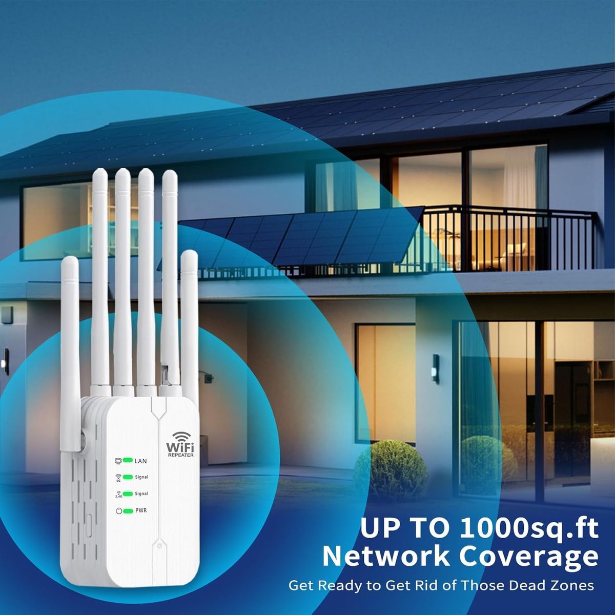 Generico AP-610 WLAN-Repeater, 300 Mbps 2,4 GHz, 6 Antennen, 2x LAN, Repeater/AP/Router-Modus, Wandstecker, Weiß, EU