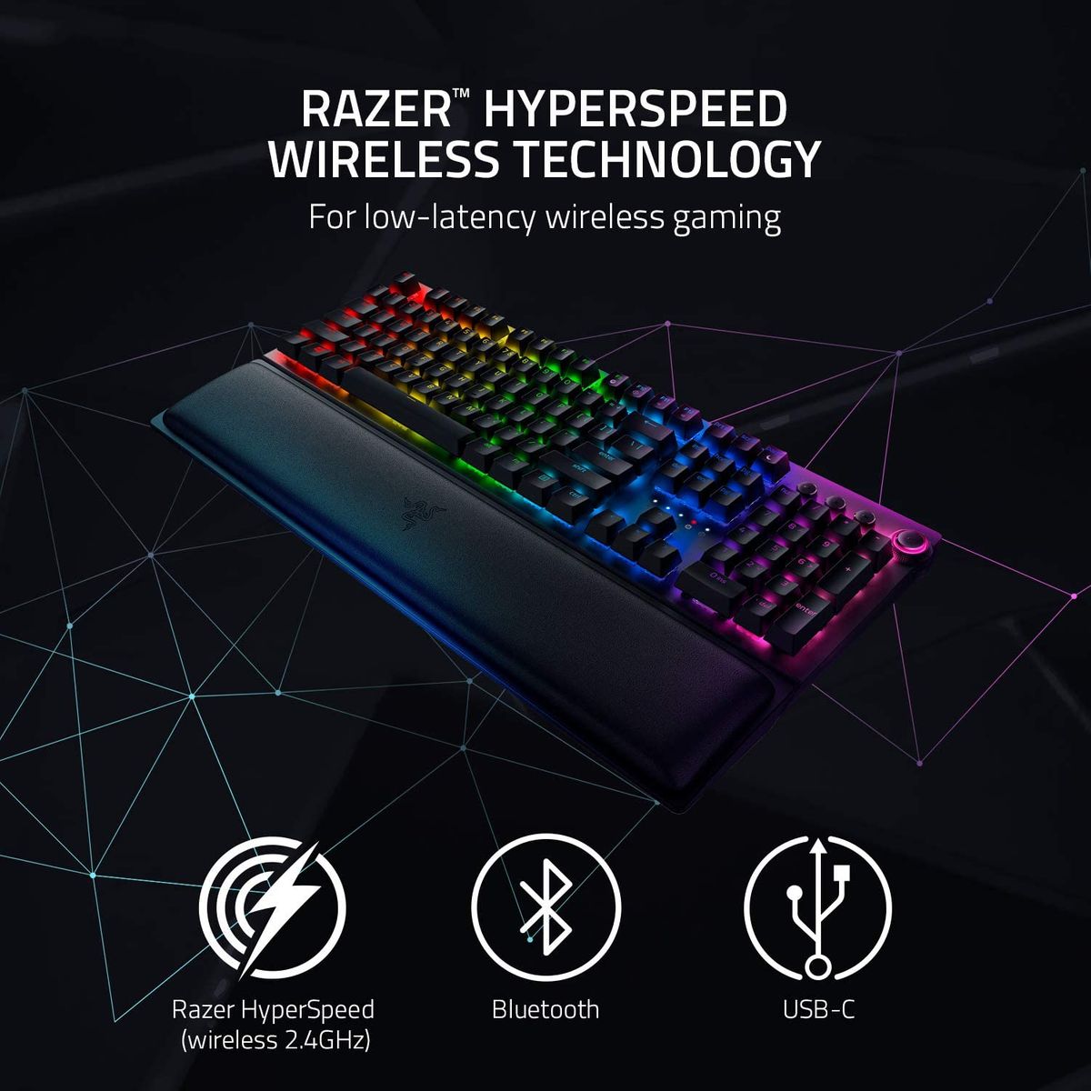 Razer BlackWidow V3 Pro Gaming Keyboard Dual Wireless Green Switches US-Layout ISO