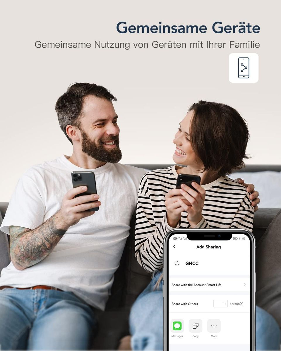 GNCC WLAN Smart Steckdose GNCC mit Energieverbrauchskontrolle Fernbedienung & Sprachsteuerung, Intelligente Steckdose Funktioniert mit Alexa/Google Home, Nur 2.4GHz WIFI, 16A 3680W