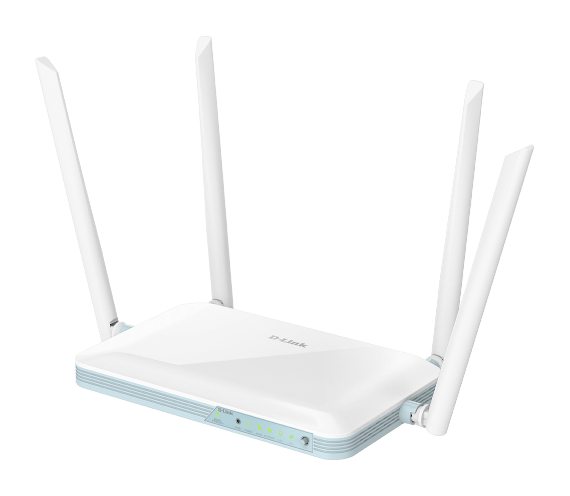 D-Link G403/E EAGLE PRO AI 4G Mobilfunk-Router, WLAN Einzelband 2,4 GHz, Wi‑Fi 4 300 Mbit/s, 4x LAN, Ethernet-WAN, SIM-Slot, Desktop, Weiß, EU