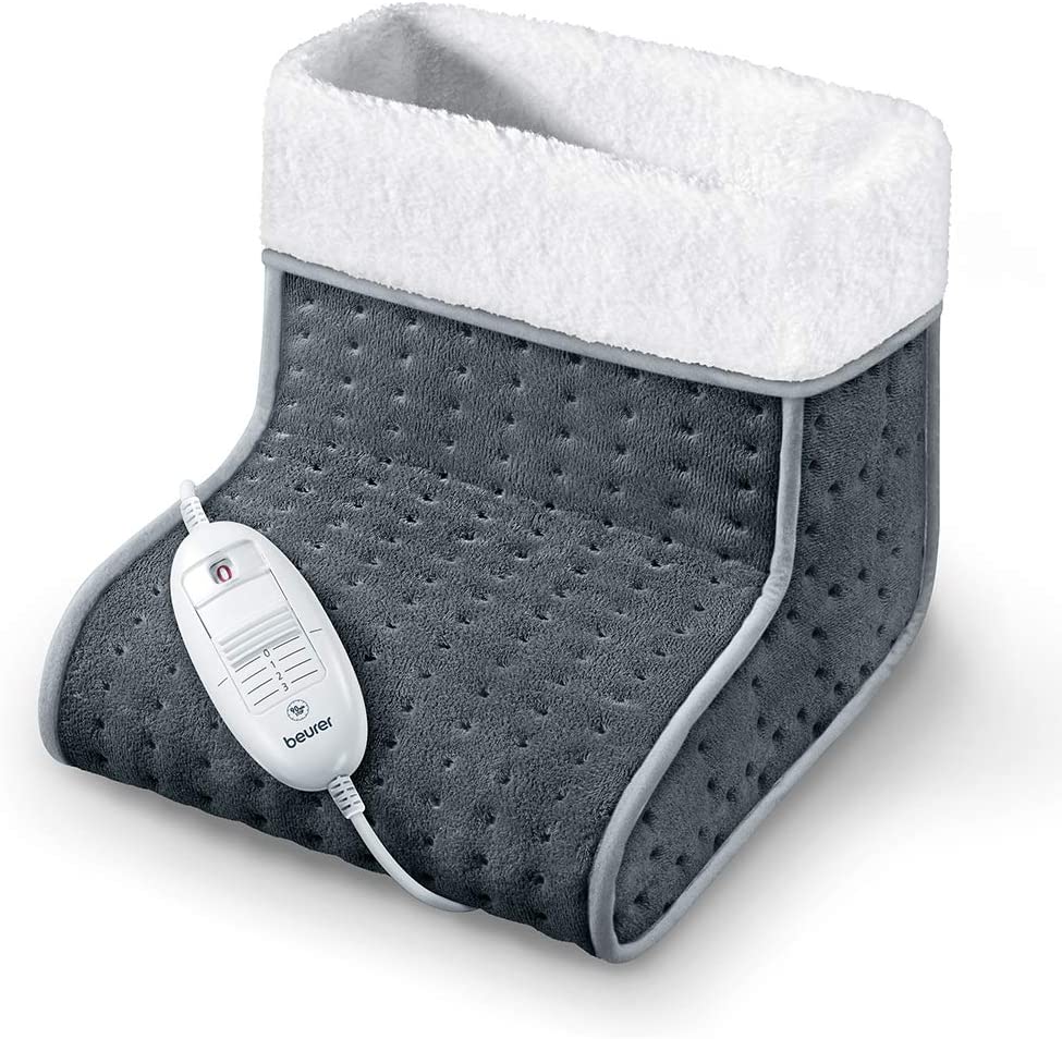 Beurer FW 20 Cosy foot warmer, electric foot heater with 3 temperature settings and automatic switch-off, machine washable, gray