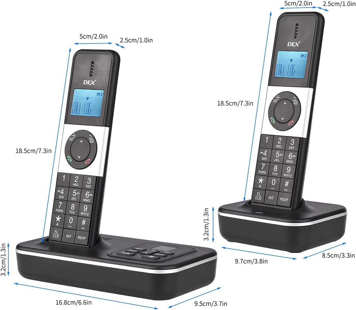 Bisofice D1002 Telefon Schnurlos 3 Mobilteile mit Anrufbeantworter, Anrufer-ID/Anklopfen, 1,6-Zoll-LCD-Bildschirm, 16 Sprachen, Schnurlostelefon für Büro- und Heimkonferenzen