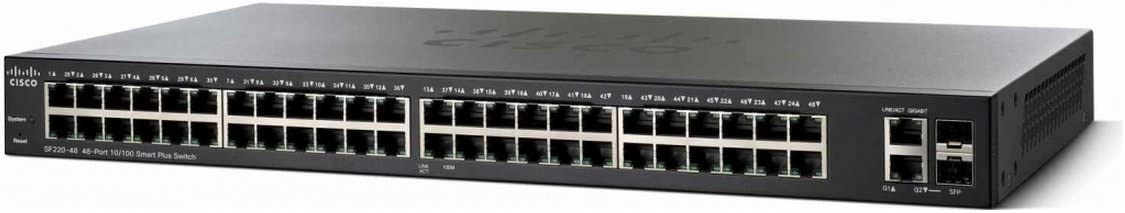 Cisco SF220-48 10/100-Fast Ethernet- und Gigabit-Ethernet-Smart Switch mit je 48 und 2 Ports (SF220-48-K9-EU)