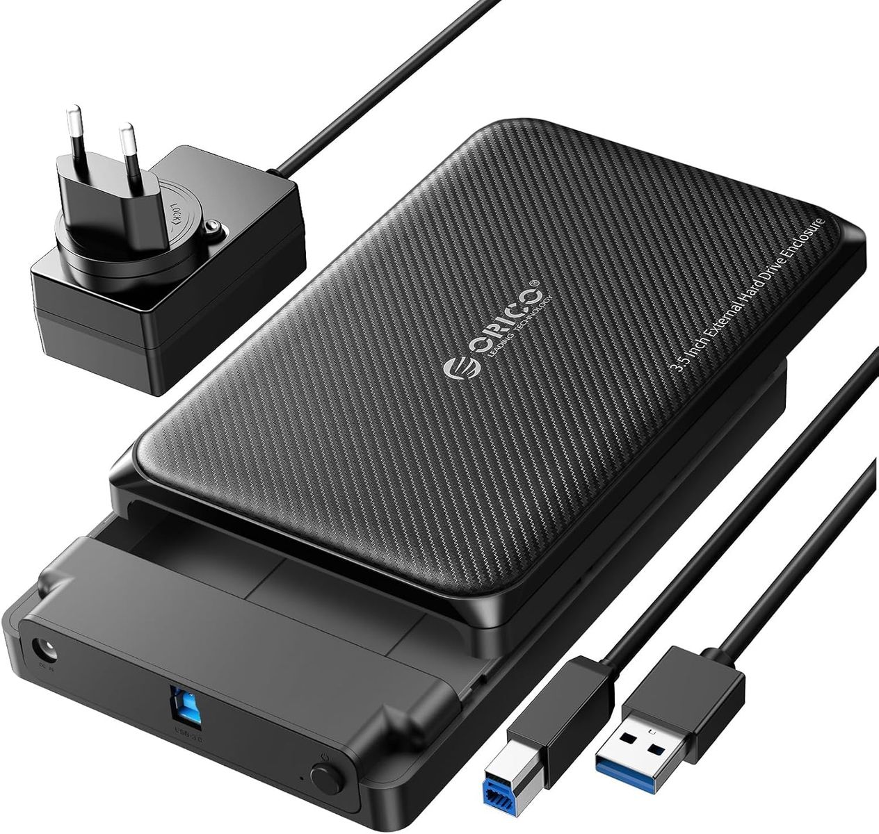 ORICO Festplattengehäuse 3,5 Zoll, USB 3.0 Werkzeugloses Externes Gehäuse für 3,5, 2,5 Zoll SATA HDD/SSD Maximal 20TB, Unterstützt UASP, mit 12 V/ 2A Netzteil, Kompatibel mit WD Seagate Toshiba. USB A