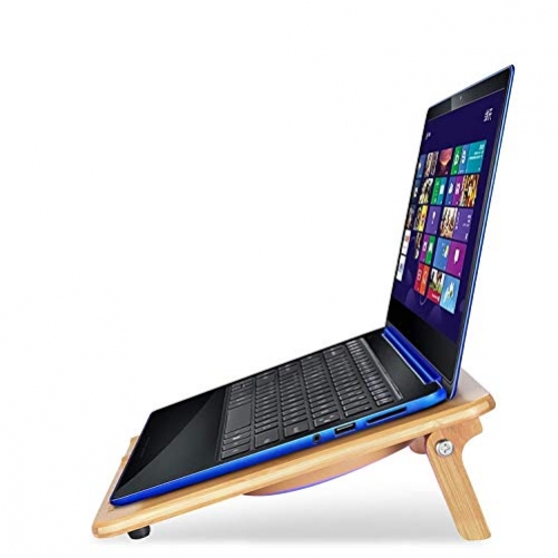 KLIM Bamboo - Laptop cooling pad Adjustable speed Cooling stand with fans