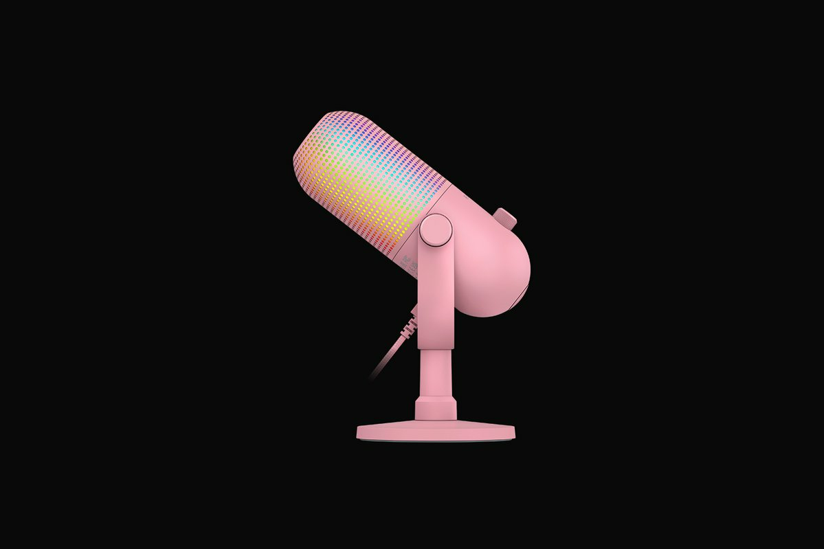 Razer Seiren V3 Chroma - RGB USB-Mikrofon - Supernieren Kondensator-Mikrofon mit Tap-to-Mute (Reaktive Beleuchtung, Digitaler Verstärkungsbegrenzer und integrierter Schockdämpfer) Quartz