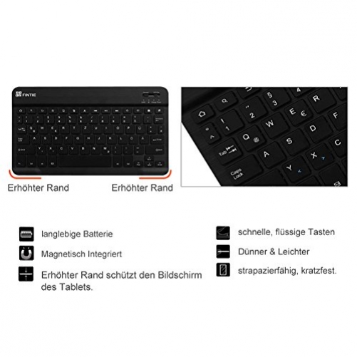 Fintie Bluetooth Tastatur Case für Apple iPad Air 2013 Modell Schwarz DE-Layout