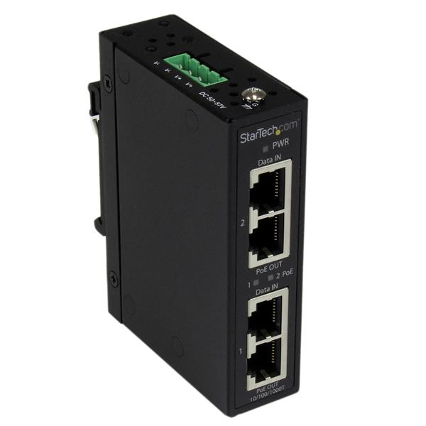 StarTech.com Industrial 2 Port Gigabit PoE+ Injector 48V 30W for Wall Mounting