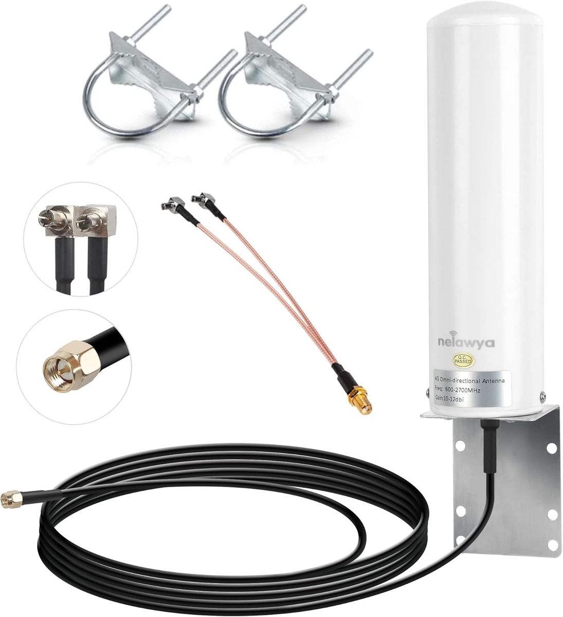 Nelawya 4G LTE Netzwerk Antenne High Gain 10-12dBi Long Range Antenne mit SMA Stecker/Dual TS9 Stecker für Netgear Nighthawk M1 MR1100