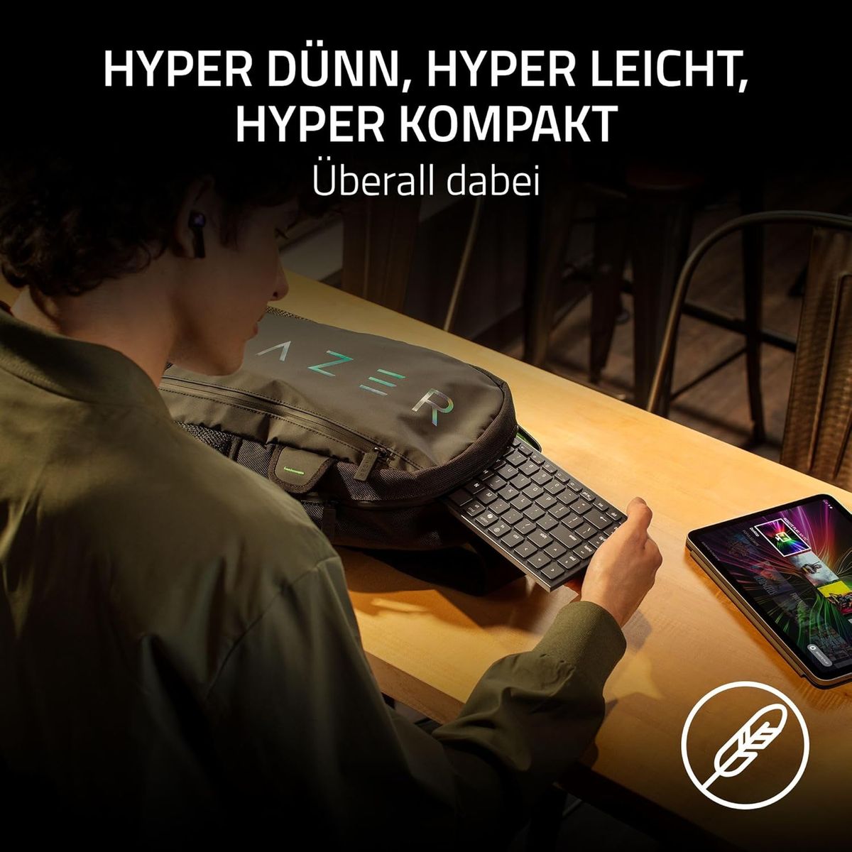 Razer Joro Portable Keyboard - Kompakte kabellose Tastatur mit Hintergrundbeleuchtung - Bluetooth - WiFi - Low Profile - USB-C - Kompatibel mac OS & iOS, Windows Schwarz - (USA Layout - QWERTY)