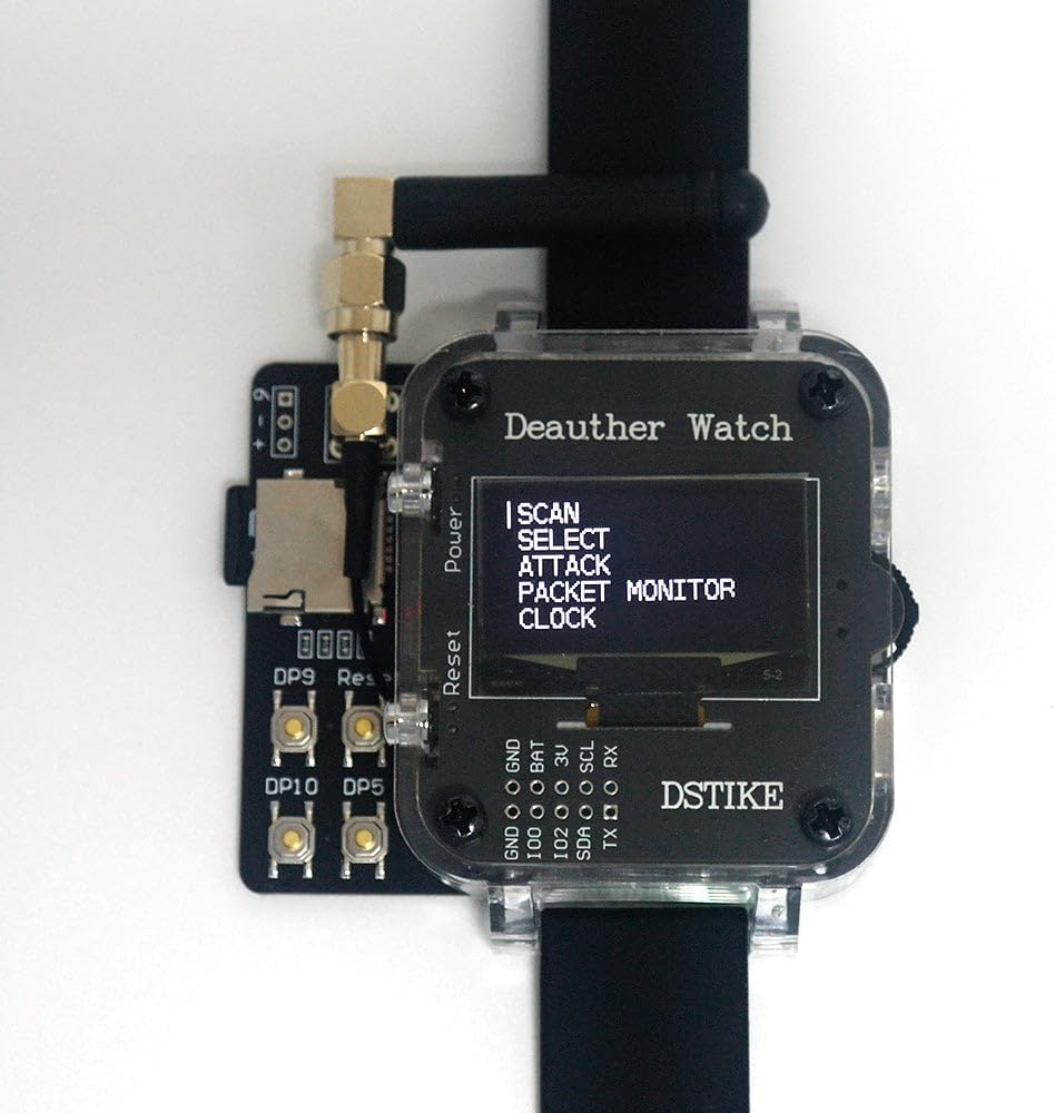Aursinc WiFi Dstike Deauther Watch V4s (Deauthe & Bad USB) ESP8266 Programmierbares Entwicklungsboard, tragbar, esp8266 + atmega32u4, WiFi-Steuerungswerkzeug, Akku 1000 mAh