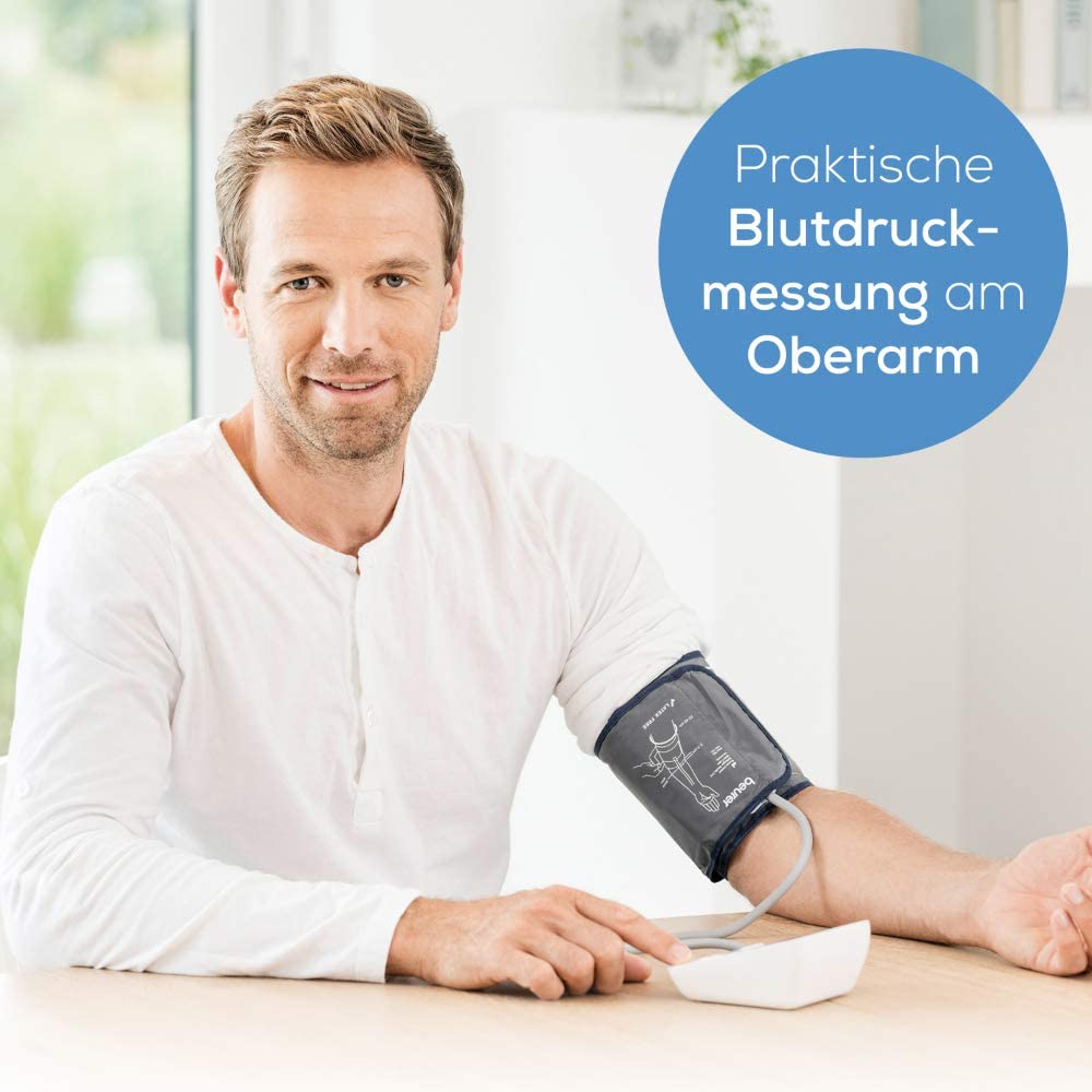 Beurer BM 27 Upper arm blood pressure monitor with cuff fit control, for upper arm circumferences of 22-42 cm, risk indicator, arrhythmia detection, message in case of application errors no app networking
