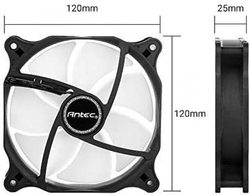 Antec 120mm Fan, High Performance PC Fan, 3 Pin Connector, PF12 Single Series