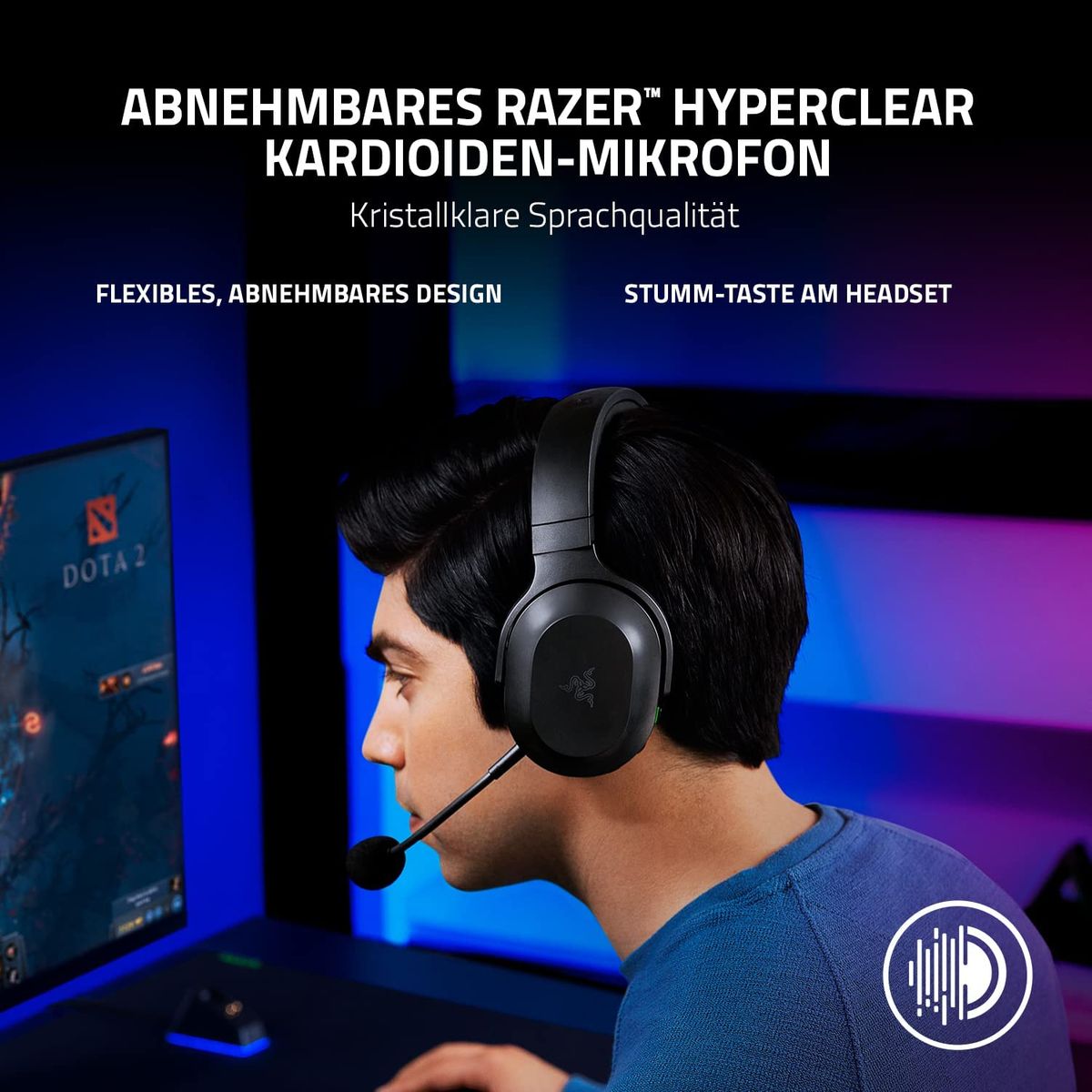 Razer Barracuda X Gaming & Mobile Headset Dual Wireless + 3.5mm Virtual 7.1 Surround-Sound Multi-Plattform Black
