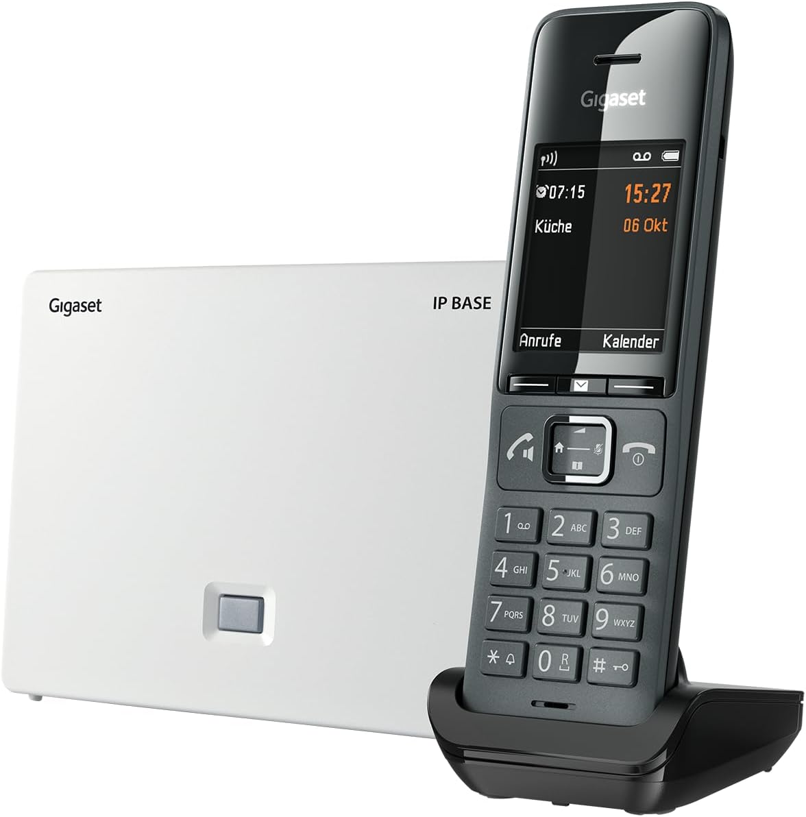 Gigaset Comfort 520A IP Base - DECT-Basis-Station mit Telefon und Anrufbeantworter, bis zu 6 Mobilteile, VoIP, Zugriff auf Google & Office 365-Kontakte [Kompatibel in DE, IT, FR, NL, BE, Che, AUT] 1 Telefon mit AB und IP BASE