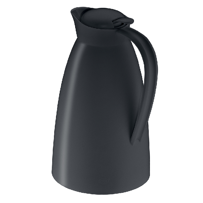 alfi thermos jug Eco, plastic black 1l, with alfiDur glass insert, 0825.020.100, thermos jug keeps hot for 12 hours, ideal as coffee pot or tea pot, jug for 8 cups