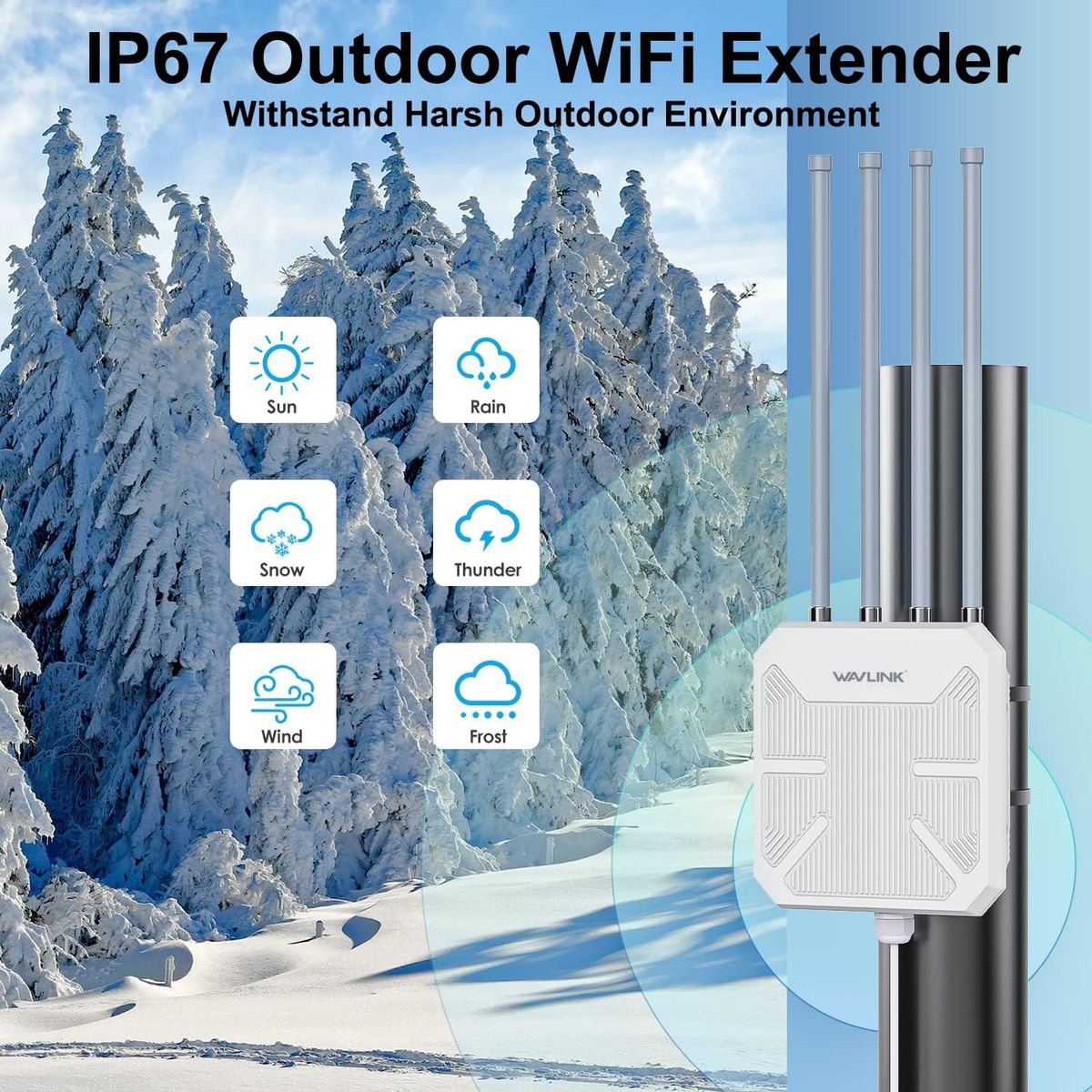 WAVLINK WiFi6 Outdoor Wireless Access Point/WLAN Repeater/Router, Dual Band 2.4G+5G AX1800M Mesh Extender mit PoE/4x8dBi Antennen/IP67 Wetterschutzgehäuse