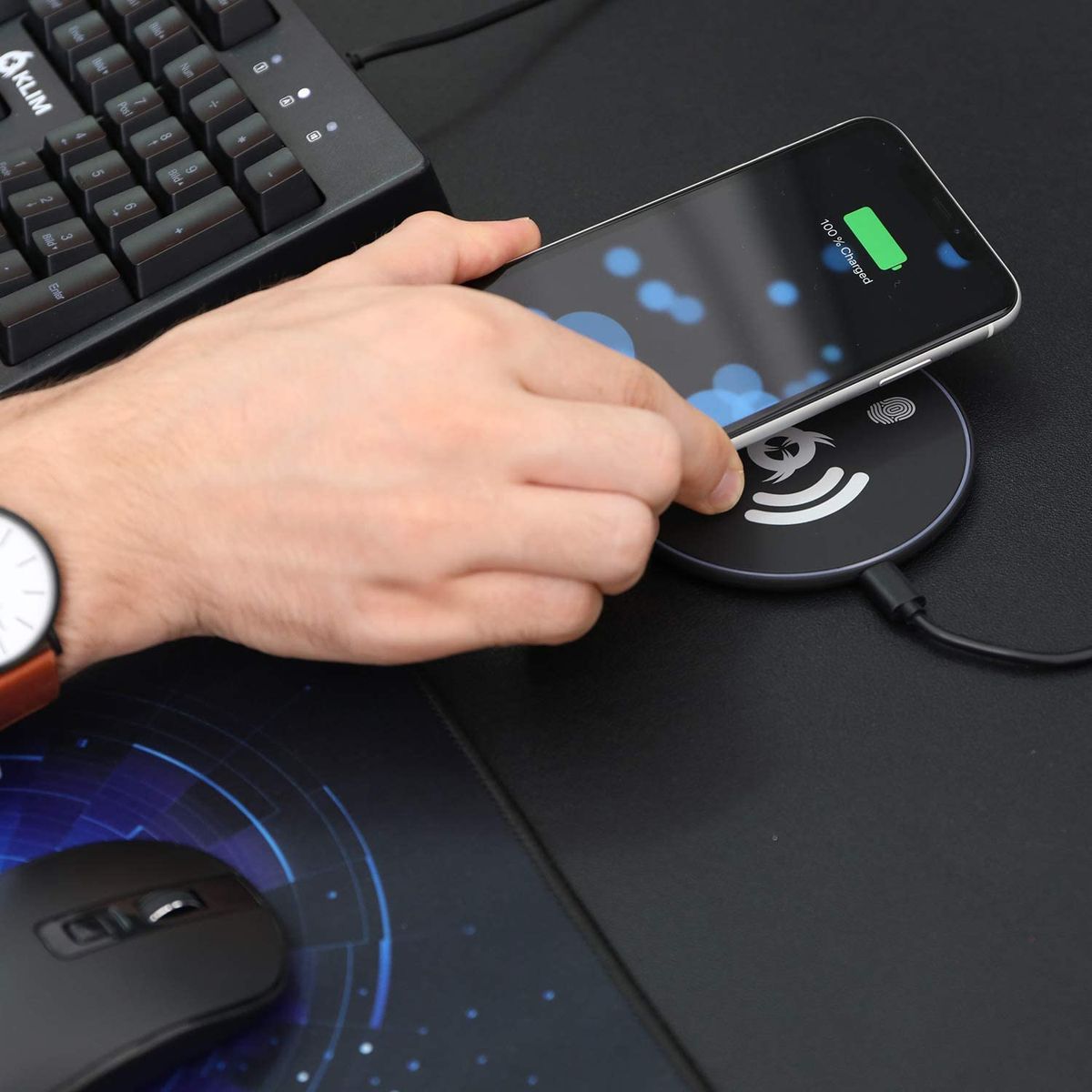 Klim UFO kabellose Qi zertifizierte Ladestation für iPhone Samsung Huawei LG ...