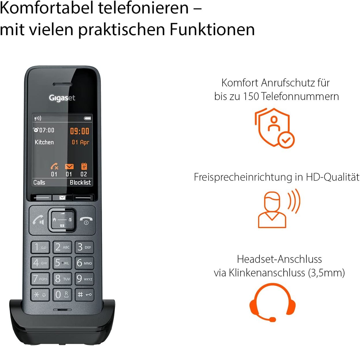 Gigaset COMFORT 520HX – DECT-Mobilteil Mit Ladeschale – Elegantes ...