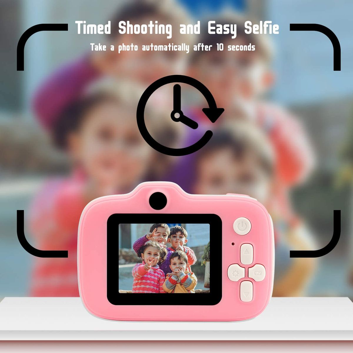Etpark Fotocamera Bambini, Fotocamera Digitale per Bambini Schermo HD da 2 pollici 1080P anteriori e posteriori Selfie e videocamera per bambini di 3-12 anni Rosa