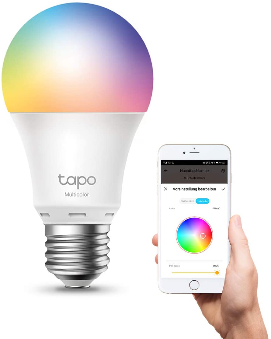 TP-Link Tapo L530E Smart Lighting Intelligentes Leuchtmittel 8,7 W Metallisch, Weiß WLAN