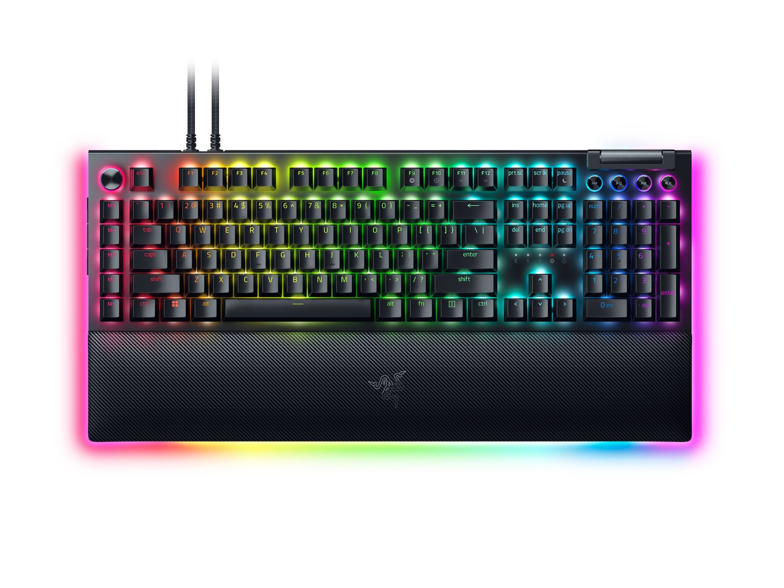 Razer BlackWidow V4 Pro Gaming Keyboard 8 Macro Keys Media Buttons Command Dial Yellow Switches Chroma RGB USA Layout QWERTY ISO