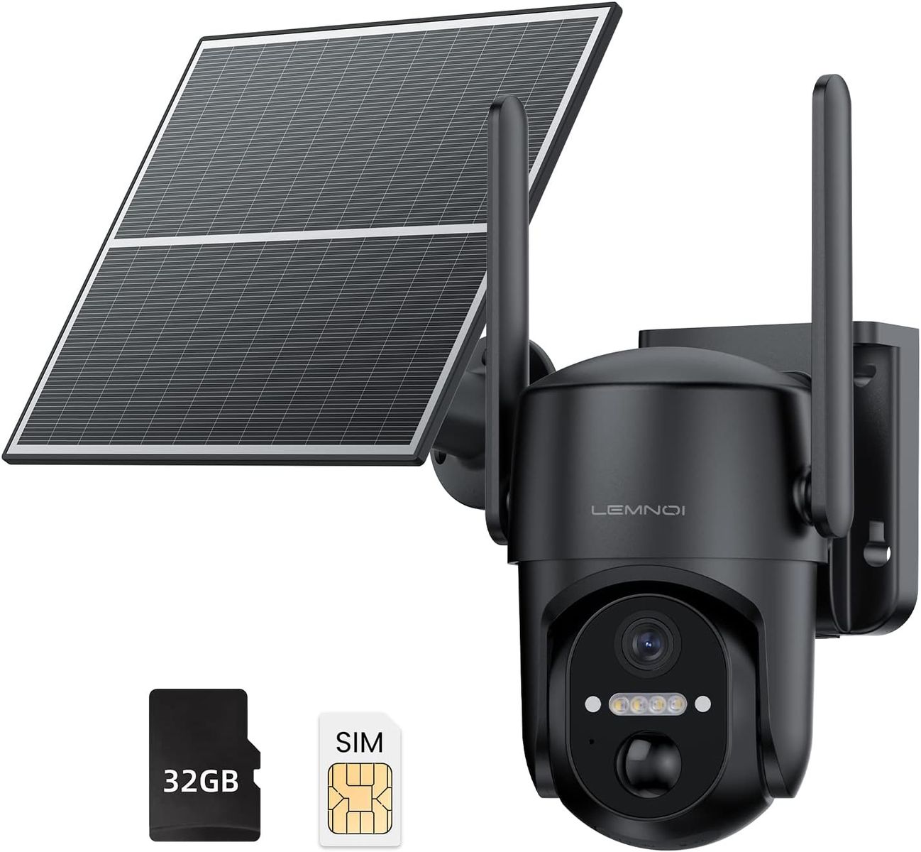 Lemnoi 3G/4G LTE Überwachungskamera Aussen Akku mit SIM Karte und SD Karte, 2K PTZ Kabellos Solar Kamera Outdoor mit Solarpanel, Farb-Nachtsicht, 355°/100° Schwenkbar, PIR Erkennung, Wasserdicht