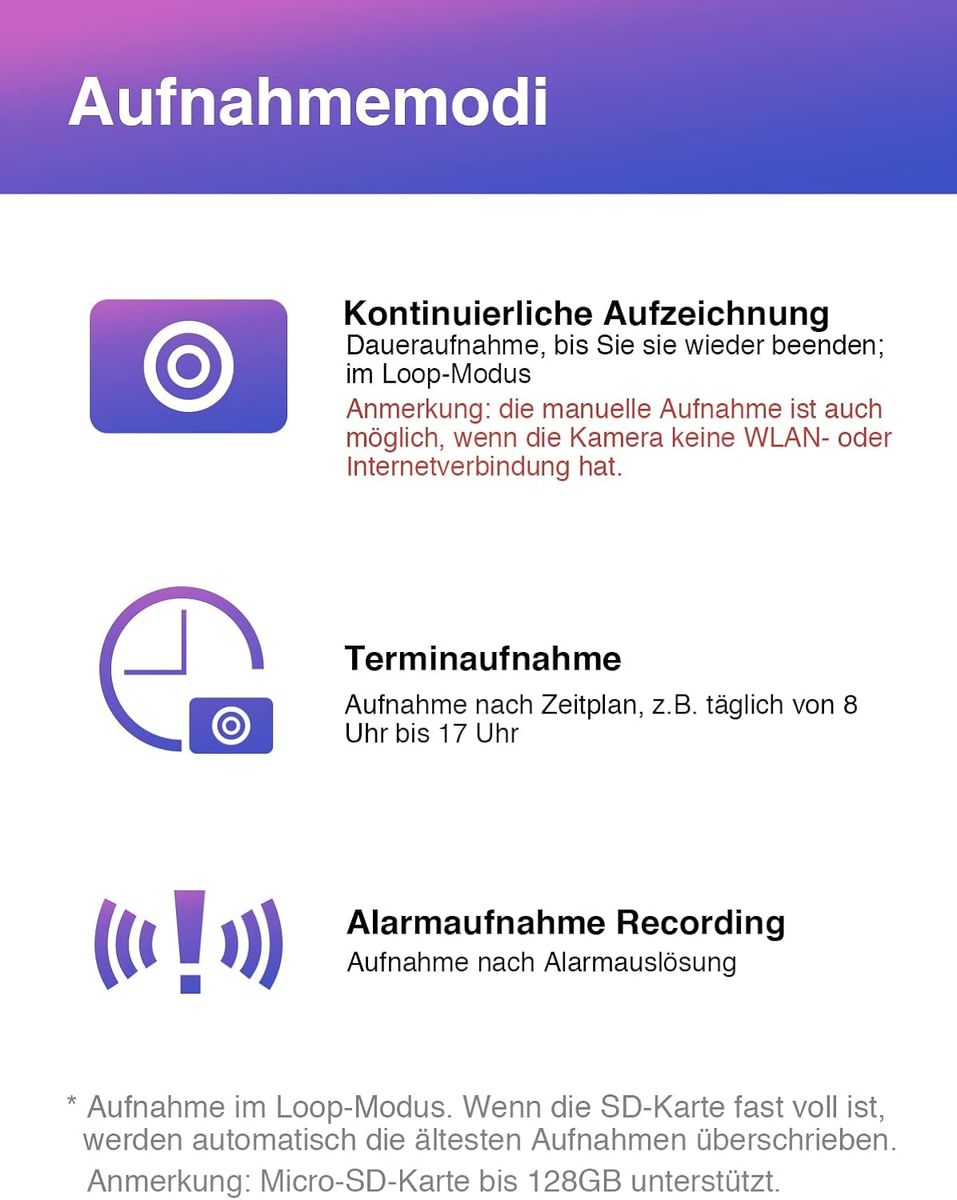 HiKam HI-01-05 Mini Überwachungskamera Akku 800mAh Innen 4K 8MP 150° Nachtsicht Bewegungsmelder Wi-Fi App MicroSD bis 128GB USB