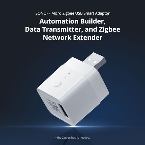 Sonoff ZBMicro ZigBee USB-Adapter, Zigbee 3.0 Dongle, Smart Switch für USB-Geräte, App- & Sprachsteuerung, Timer, Kompatibel mit SONOFF iHost & Echo Plus