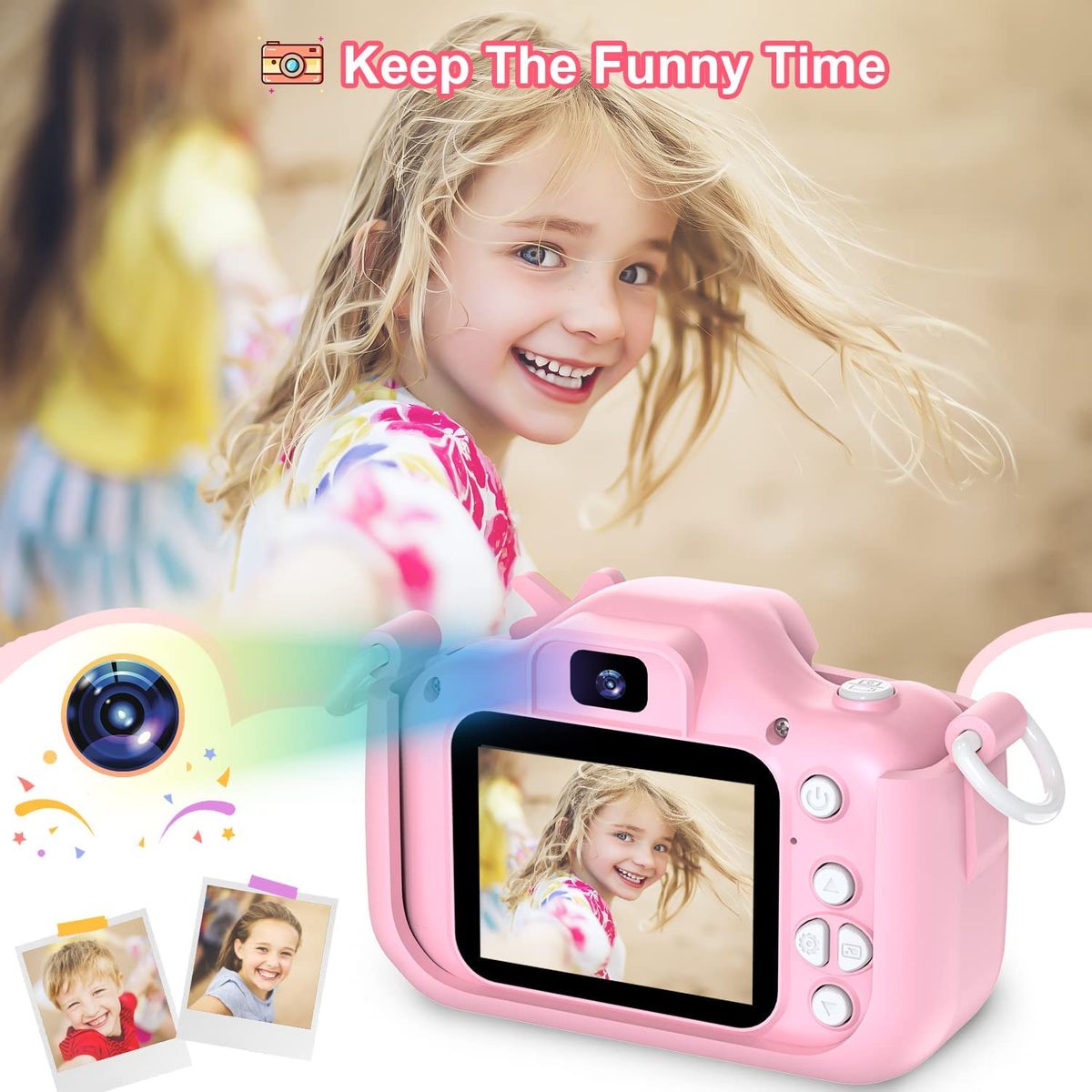 Dwfit Kinder Kamera, Digitalkamera für Kinder,Selfie 1080P HD-Videospielzeugkamera mit 32G Karte,Geschenk für 3-12 jährige Mädchen und Jungen Pink-Unicorn