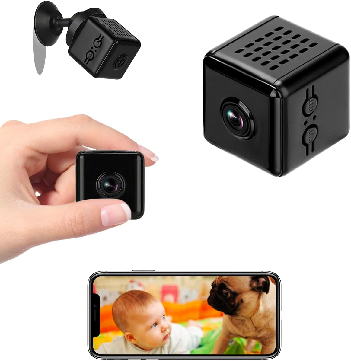 HiKam HI-01-05 Mini Überwachungskamera Akku 800mAh Innen 4K 8MP 150° Nachtsicht Bewegungsmelder Wi-Fi App MicroSD bis 128GB USB