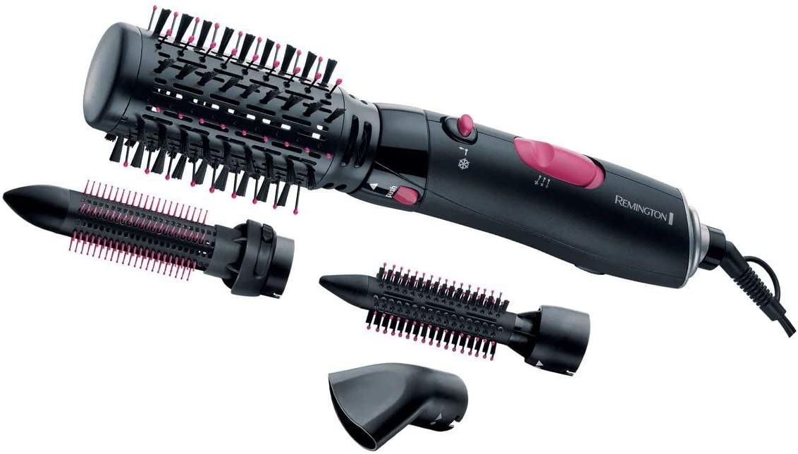 Remington warm air styler Volume & Curl AS7051, incl. 50 mm thermal round brush, 30 mm and 21 mm round brush attachment, styling nozzle, black.