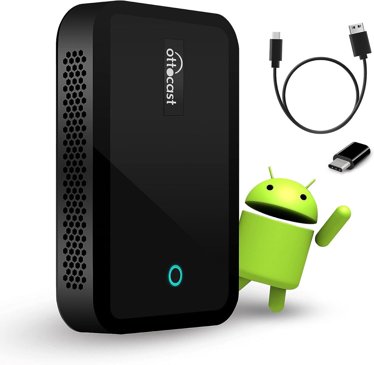 OTTOCAST CarPlay AI Box Wireless Adapter Plug & Play, Adapter unterstützt Viele Google Play Apps, OTTOCAST Android 9.0 System, Unterstützt Auch Split Screen Mirroring (Modelljahr: 2016-2021)
