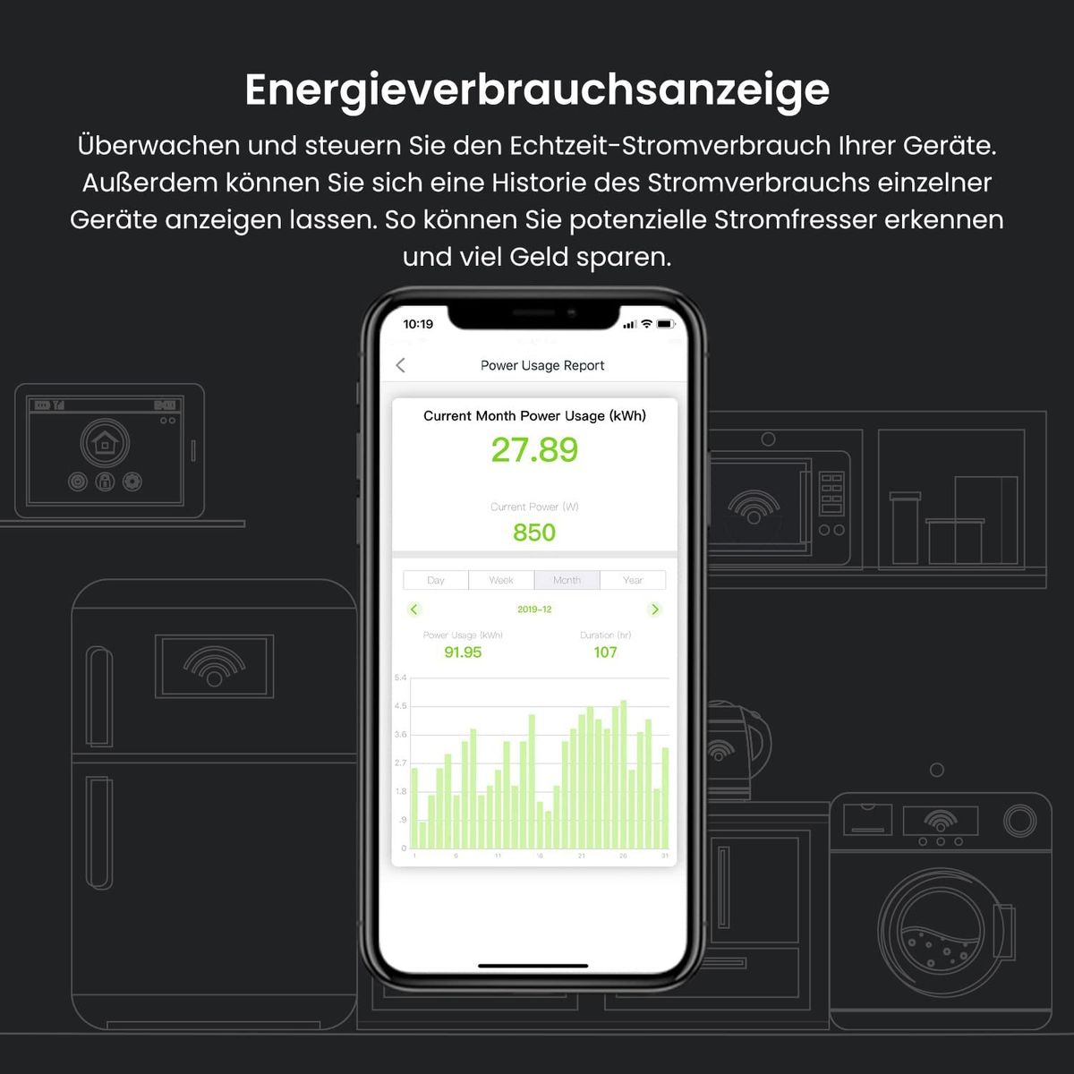 Tenda Intelligente WLAN Steckdose Beli SP9, 16A Smart Plug mit Energieverbrauchsanzeige, App- und Sprachsteuerung (Alexa & Google home), Zeitplan, Timer, Away Modus, Kinderschutz, 1er pack Mit Energieverbrauchsanzeige 1er Pack 16A