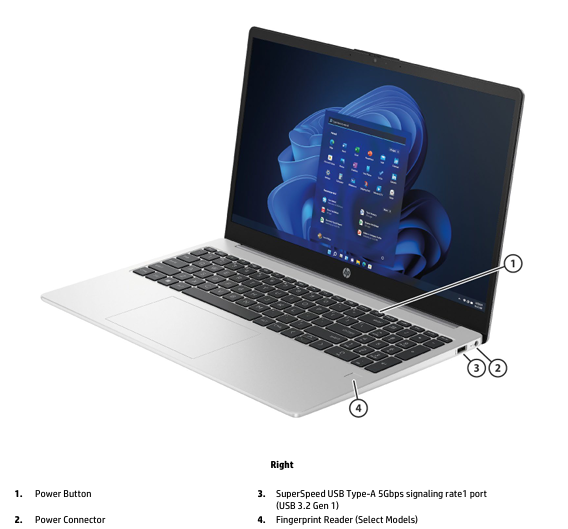 HP TPN-Q287 15.6" FHD Business-Laptop, AMD Ryzen 7 7730U, 16GB RAM, 512GB PCIe SSD, Numerisches Keypad, Webcam, Wi‑Fi 6, HDMI, Windows 11 Home, DEU Layout QWERTZ, Plug-Type F (EU)