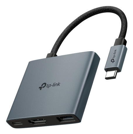TP-Link UH3020C(UN) V1.0 USB Typ-C Multiport-Hub, HDMI 4K 60Hz, USB 3.2 Gen1 Type-A, USB Typ-C, Power Delivery 100 W, Grau