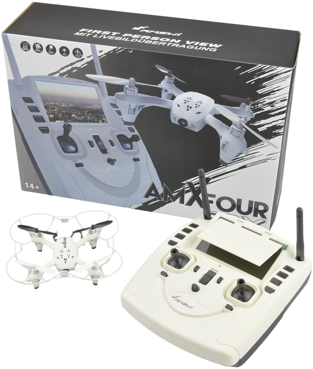 Amewi 25182 AM X Four FPV Copter with Integrated LCD Display, White